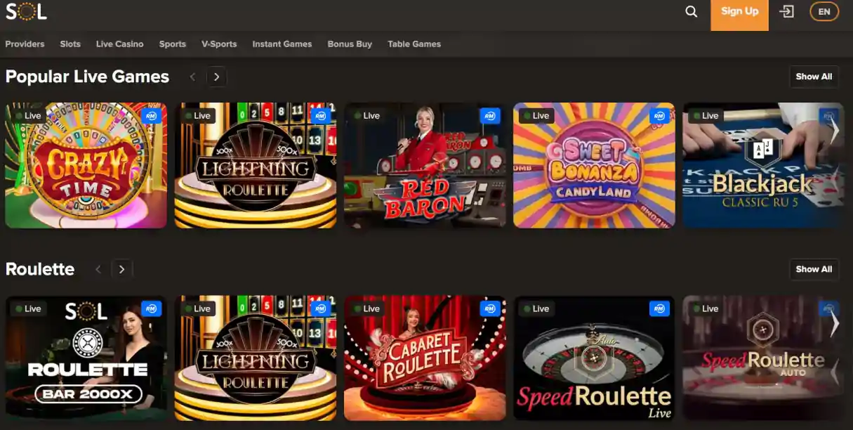 Sol casino payments