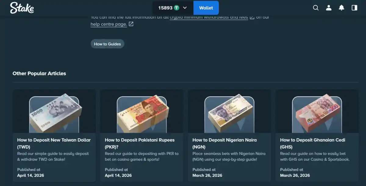 How to deposit at Stake casino