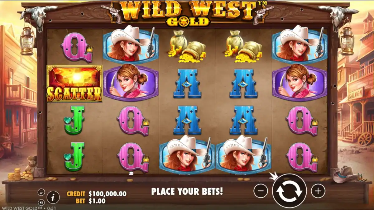Wild West Gold game screenshot — base game reels by Pragmatic Play
