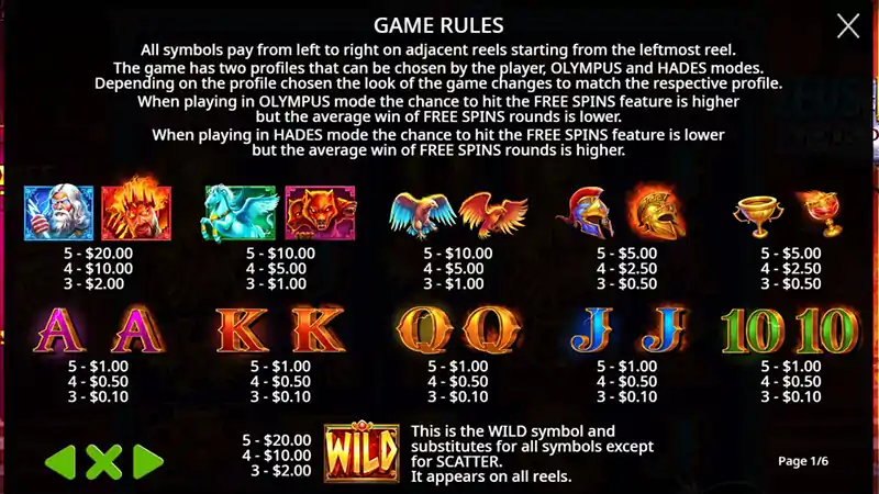 Zeus vs Hades expanding wild reel and multiplier feature
